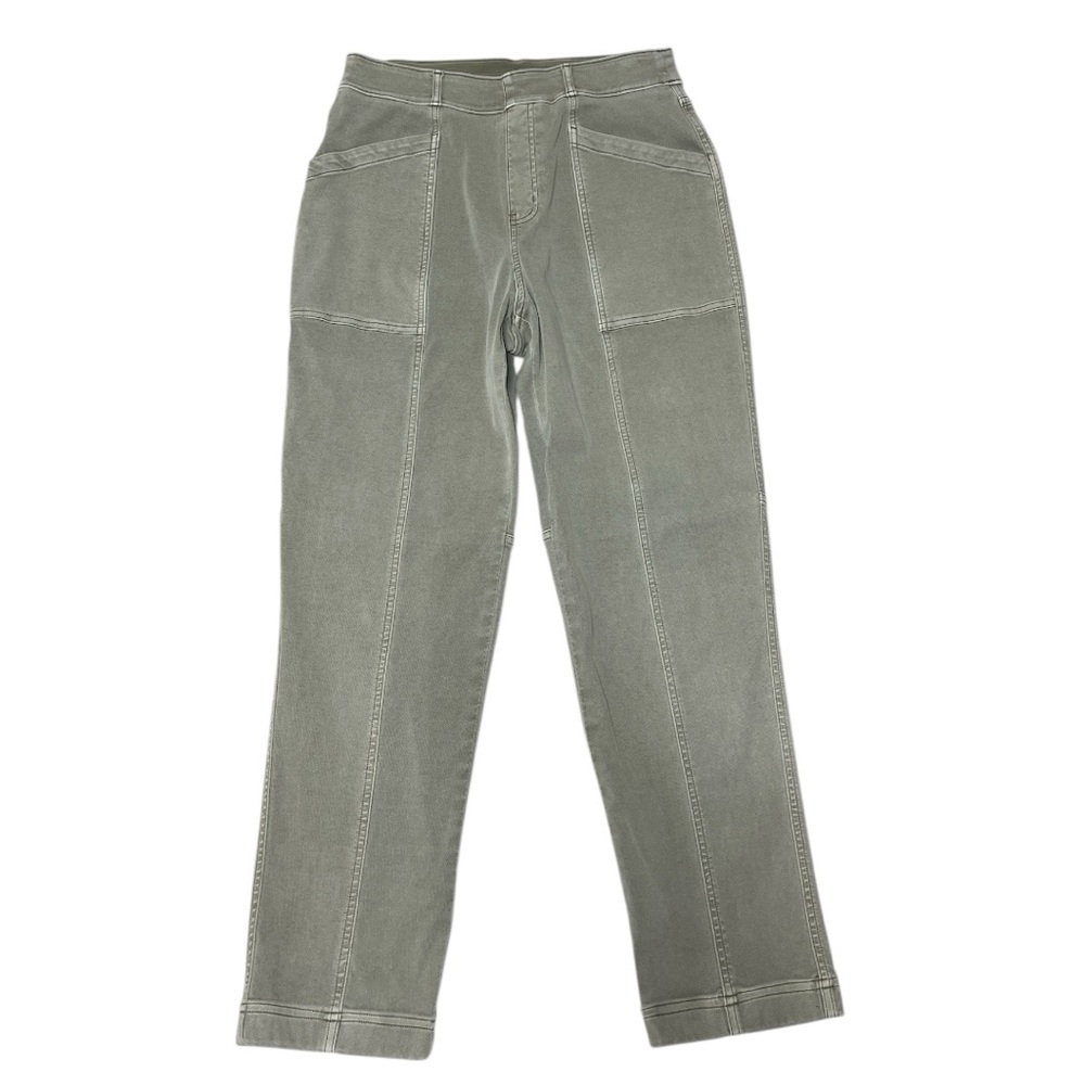 SPANX Stretch Twill Straight-leg Pull-On Pants in Light Green Women’s Sz Large